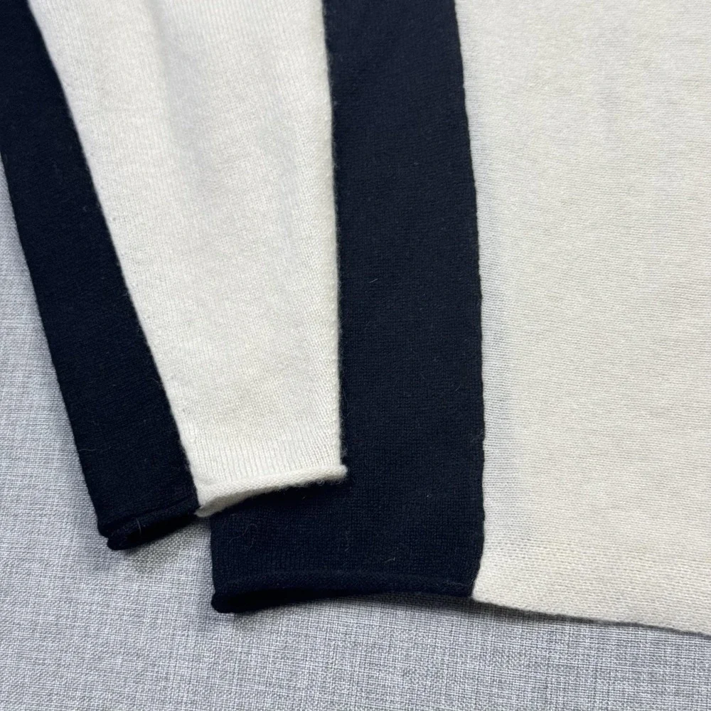 Margaret O'Leary Sweater Pullover Womens XS White 100% Cashmere Striped‎